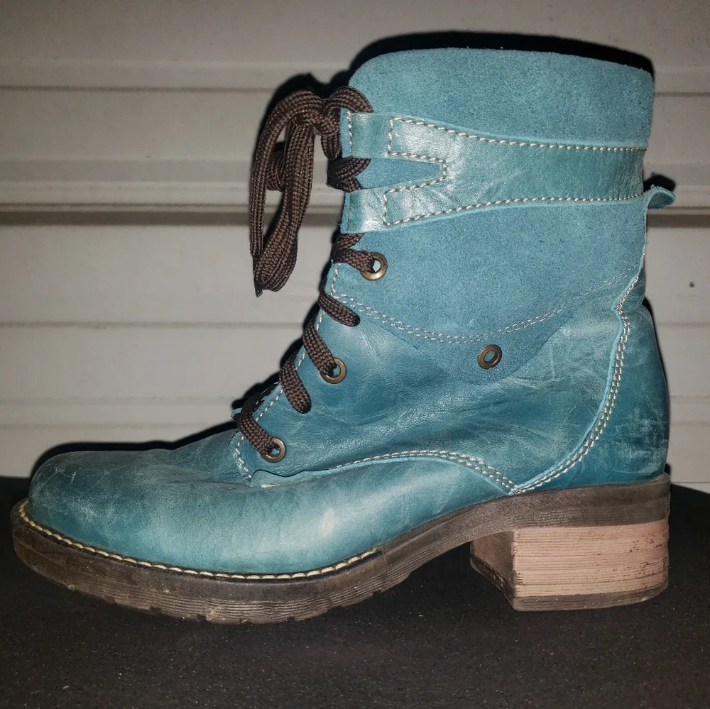 Women's Dromedaris Kara Boot Teal Size 37 combat boots shoes 6.5-7 fit_2